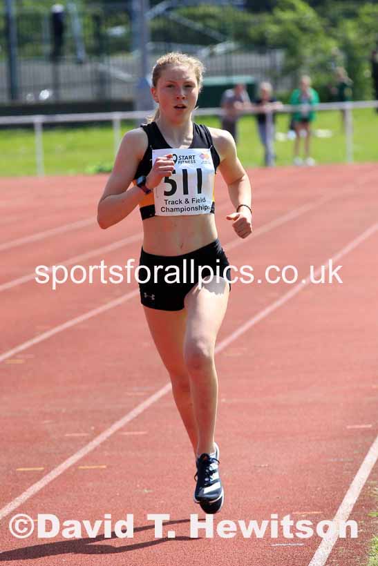 Womens Under-17s 3000 metres, 2023 North Eastern Track and Field Champs., Middlesbrough Sports Village, Middlesbrough. Photo: David T. Hewitson/Sports for All Pics